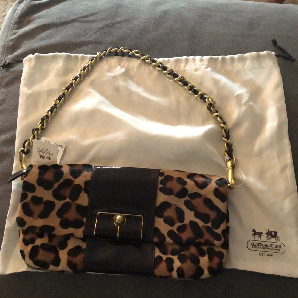 COACH 15985| Kristin Leopard Haircalf Clutch